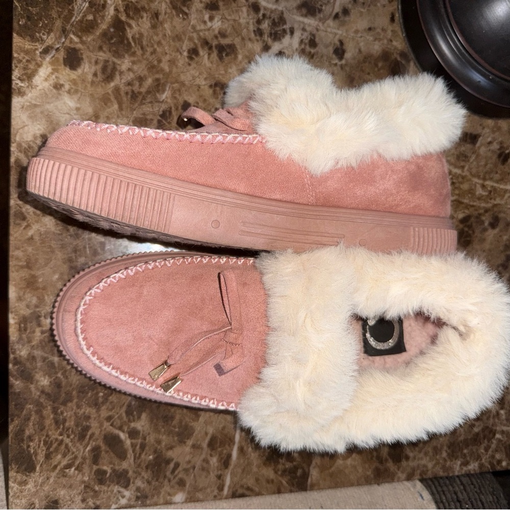 Pink Suede Fur-Lined shoes